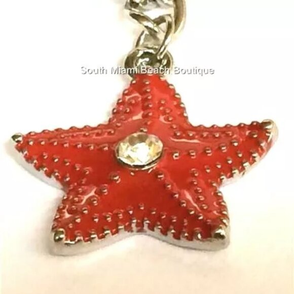 Sea Life Charm Bracelet Starfish Angel Fish 7-9" Silver Plated Crystal Enamel - Picture 7 of 12